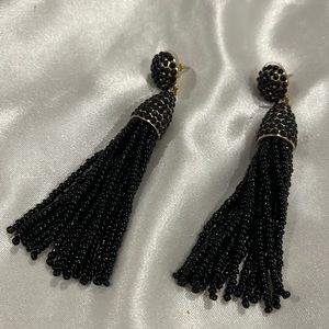 Stella and dot black fringe earrings